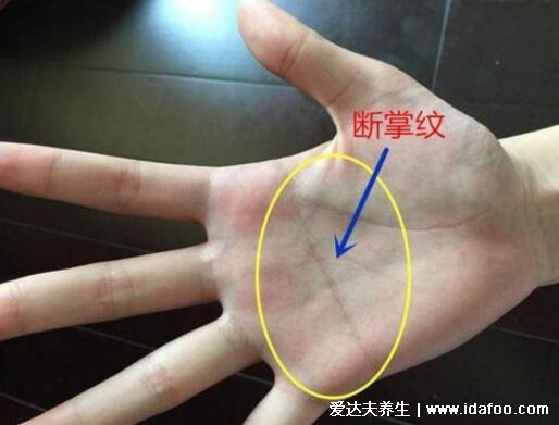 断掌纹的男人手相图解好不好,右手断掌千两金但克妻克子