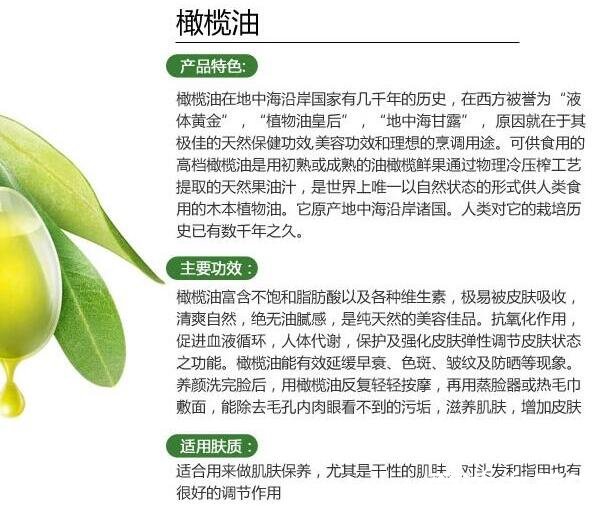 橄榄油的功效与作用,美容护肤/养护秀发等五大功效