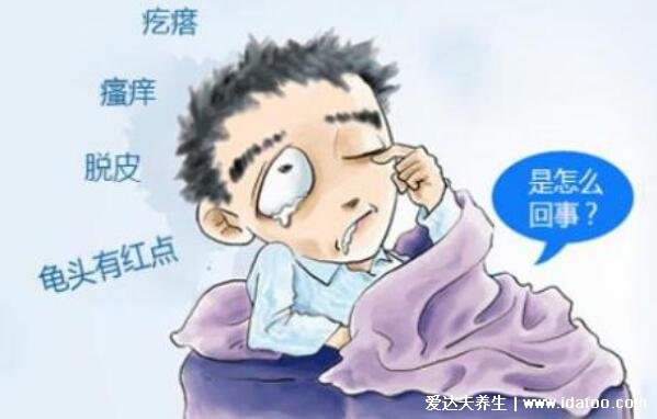 四种类型龟头炎症状图片对照,有红点丘疹会扩散发展成溃疡