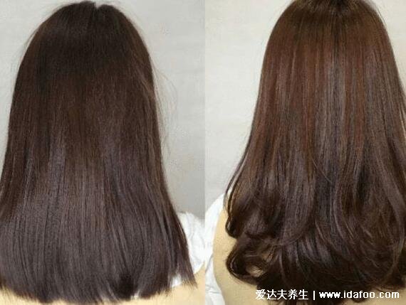 头发软化前后效果图,软发效果因人而异(头发多效果相对不持久)