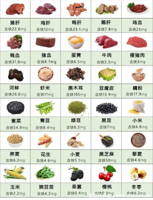 补铁的食物有哪些,含铁最高的食物一览表(鸡蛋黄/猪肝)